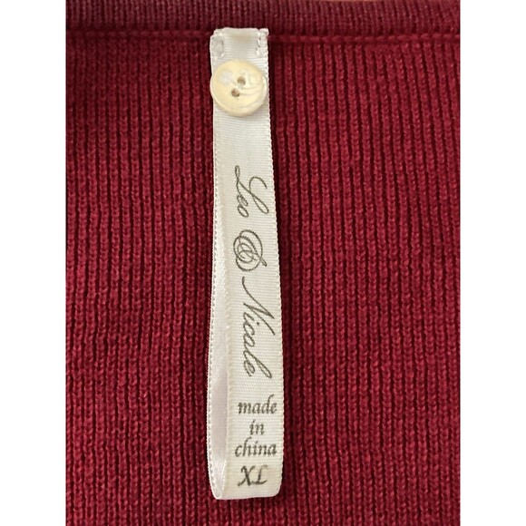 Leo & Nicole Dark Red 100% Cotton Button Front V-Neck Sweater XL - Picture 8 of 8